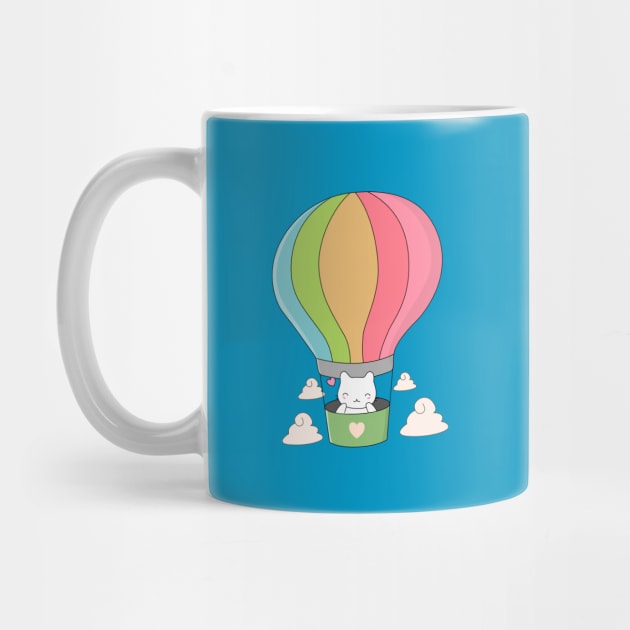 Cute Hot Air Balloon Cat T-Shirt by happinessinatee